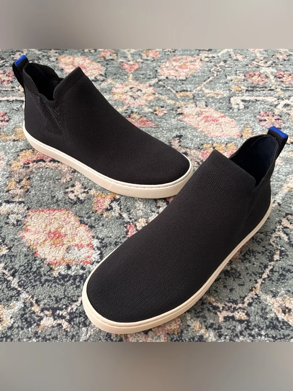Rothy’s The Chelsea High Top Knit Pull On Boots Black Sz 8